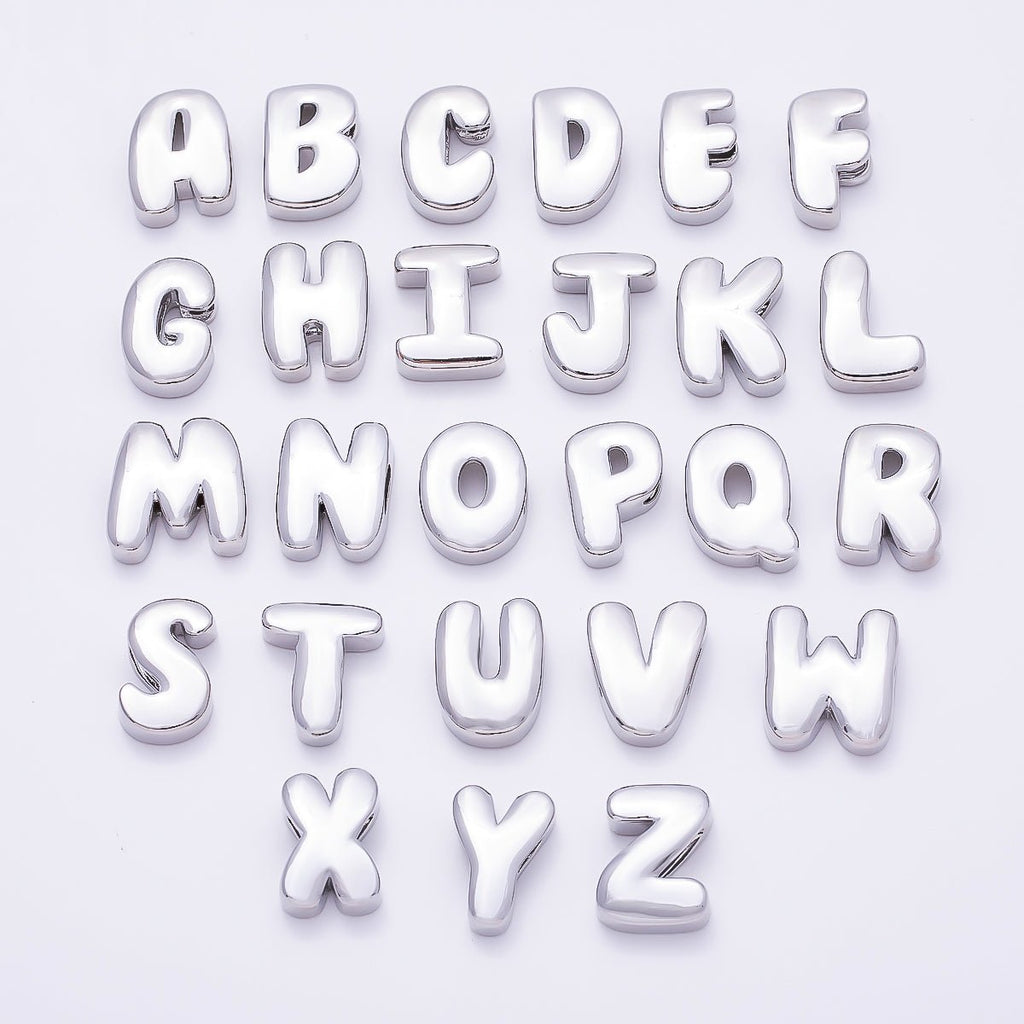 Silver 20mm Minimalist Chubby Initial Letter A-Z Alphabet Personalized Bead | Beads-00440 ~ Beads-00439 (Copy)