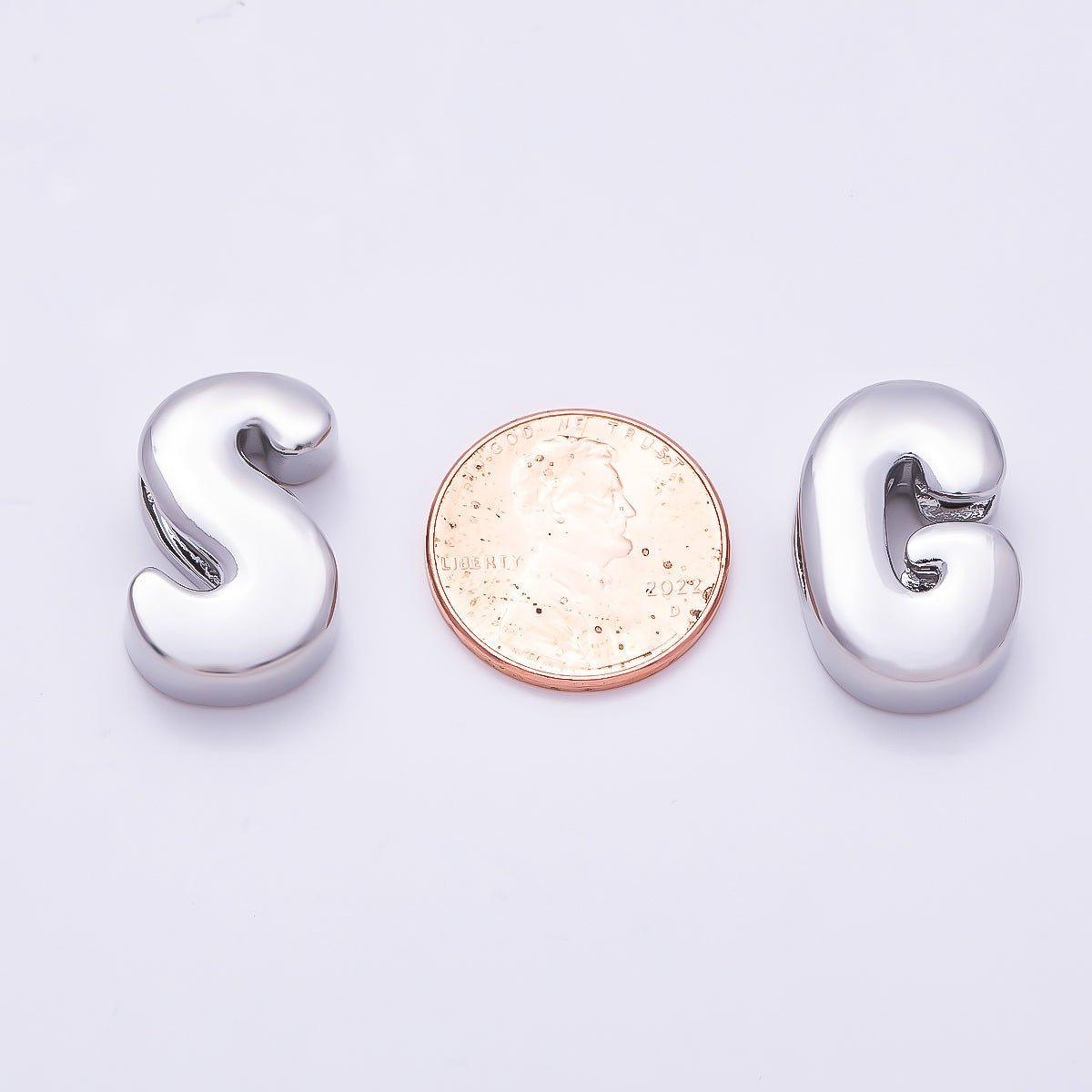 Silver 20mm Minimalist Chubby Initial Letter A-Z Alphabet Personalized Bead | Beads-00440 ~ Beads-00439 (Copy)