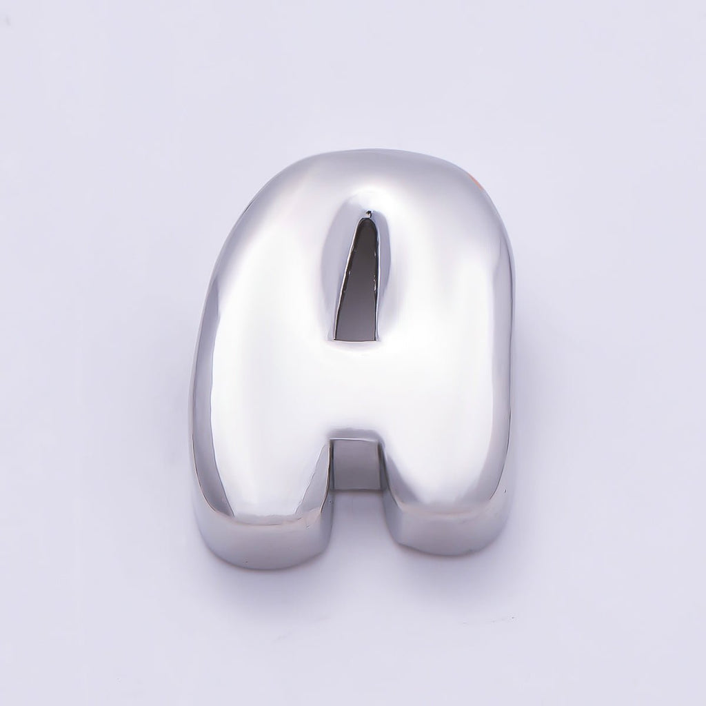 Silver 20mm Minimalist Chubby Initial Letter A-Z Alphabet Personalized Bead | Beads-00440 ~ Beads-00439 (Copy)
